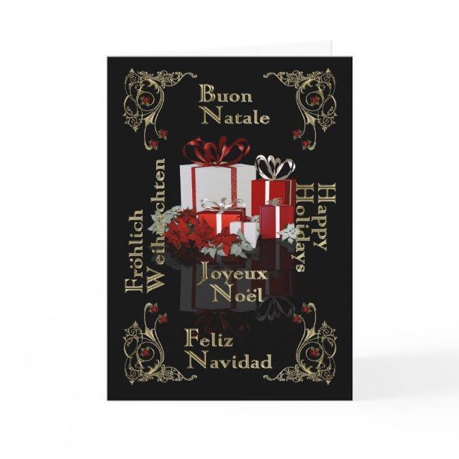 Happy Holiday Multi language business Christmas ca