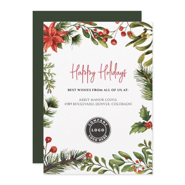 Happy Holidays Business Logo Christmas Holiday Card