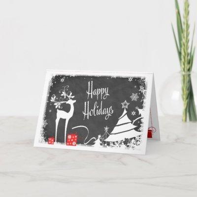 Happy Holidays Card | Faux Chalkboard, Deer