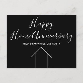Happy Home Anniversary Black White Real Estate Postcard