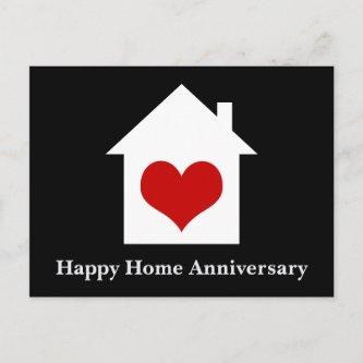 Happy Home Anniversary Chic Real Estate House BW Postcard