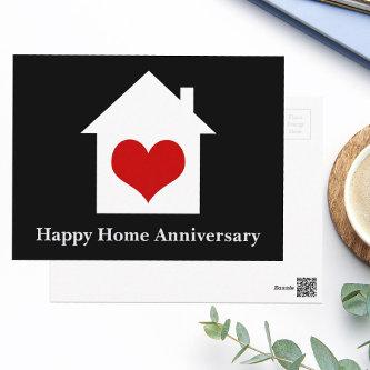 Happy Home Anniversary Chic Real Estate House BW Postcard