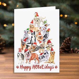 Happy HOWLidays Dog Lover Christmas Tree Dogs Card