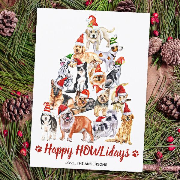 Happy HOWLidays Dog Lover Christmas Tree Dogs Holiday Card