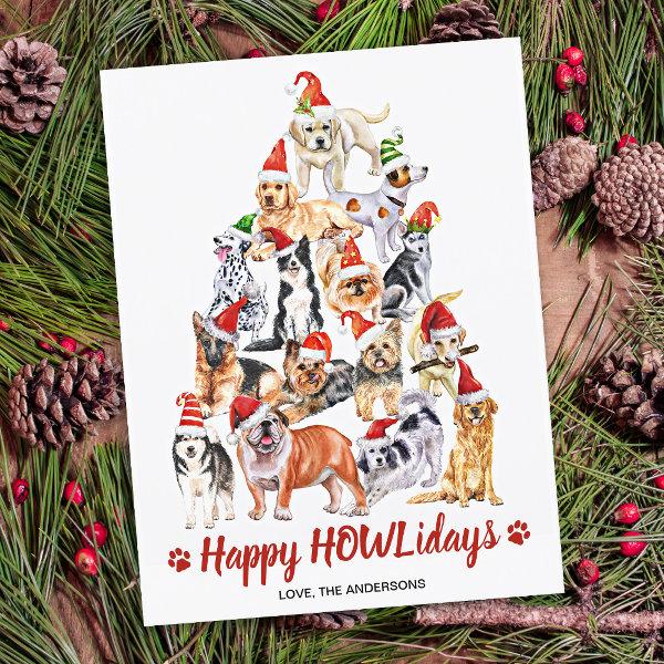 Happy HOWLidays Dog Lover Christmas Tree Dogs Holiday Postcard