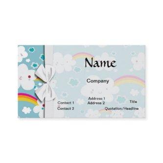happy kawaii rainbow and cloud sky pattern