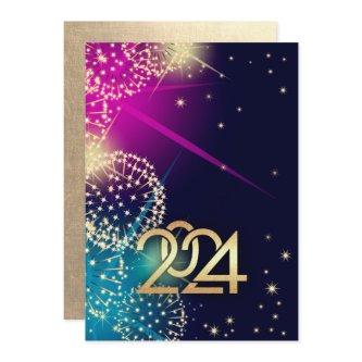 Happy New Year 2024. Fireworks Custom Card