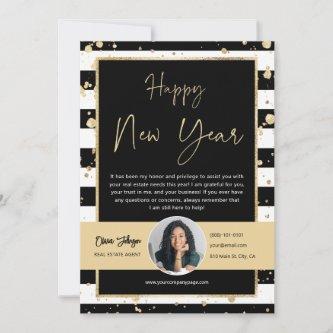 Happy New Year Real Estate Photo Thank you Card