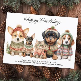 Happy Pawlidays Christmas Dog Cat Pet Business Holiday Card
