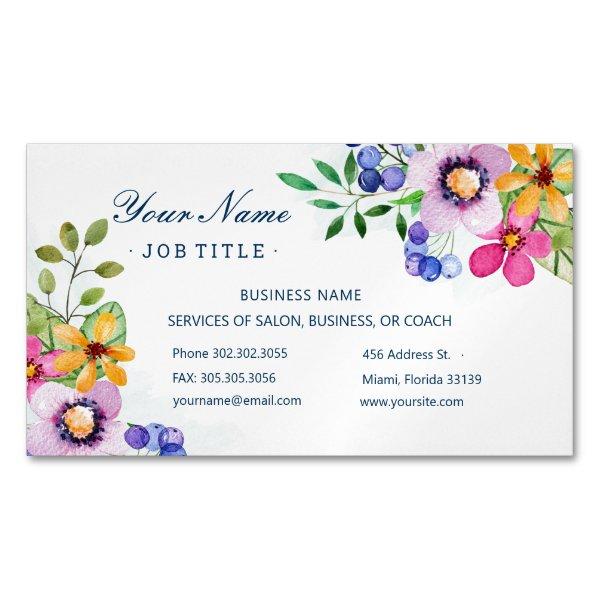 Happy Primary Colors Watercolor Floral 2 Salon  Magnet