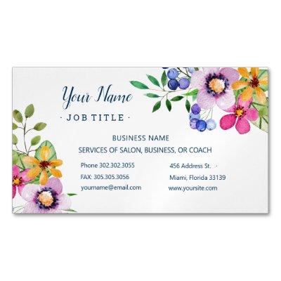 Happy Primary Colors Watercolor Floral Salon  Magnet