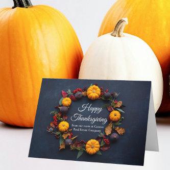 Happy Thanksgiving Business Pumpkin Wreath Modern Card