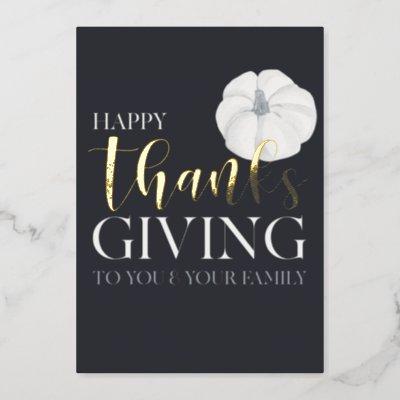 "Happy Thanksgiving" darkblue real Foil Holiday