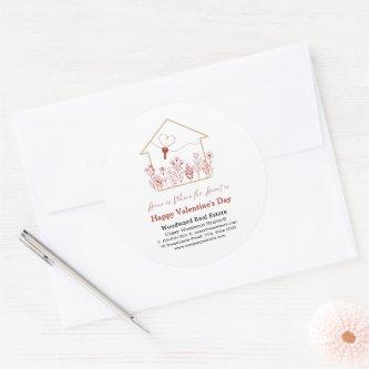 Happy Valentine's Day Real Estate Realtor Business Classic Round Sticker