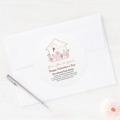 Happy Valentine's Day Real Estate Realtor Business Classic Round Sticker