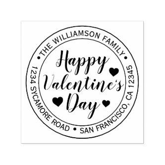 Happy Valentine's Day Round Return Address Self-inking Stamp