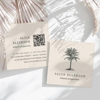 Havana Palm | Vintage Palm Tree QR Code Square