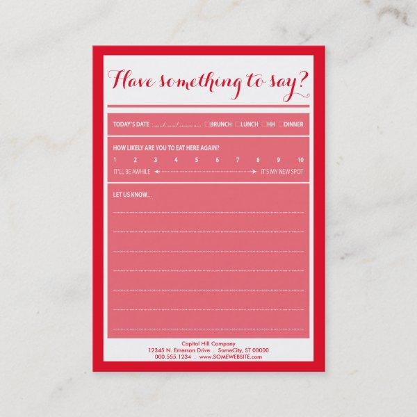 have something to say comment card