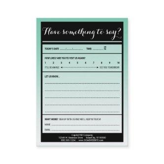 have something to say comment card with logo