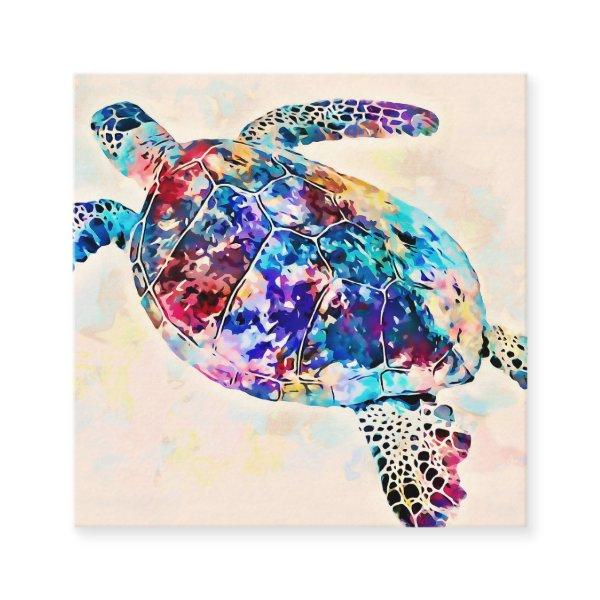 Hawaiian Sea Turtle Watercolor Square