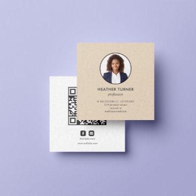 Headshot Photo QR CODE or Logo Professional Ecrù  Square