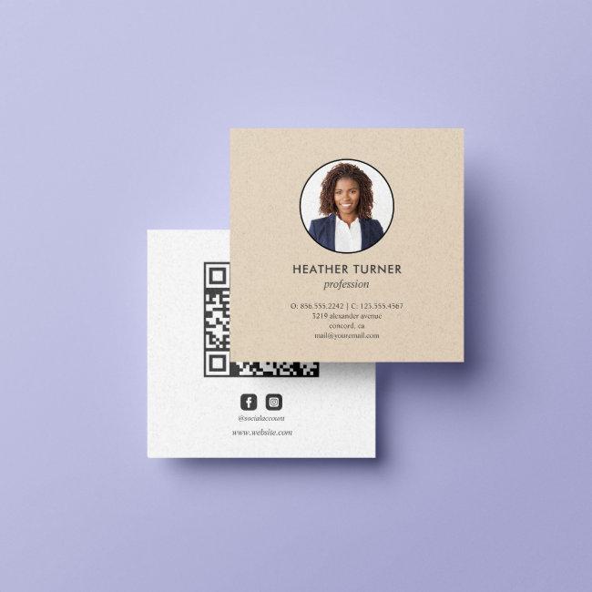 Headshot Photo QR CODE or Logo Professional Ecrù Square