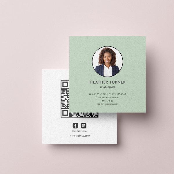Headshot Photo QR CODE or Logo Professional  GREEN Square