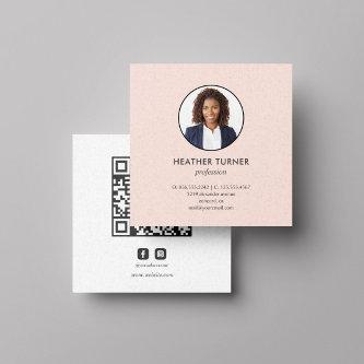 Headshot Photo QR CODE or Logo Professional  Pink Square