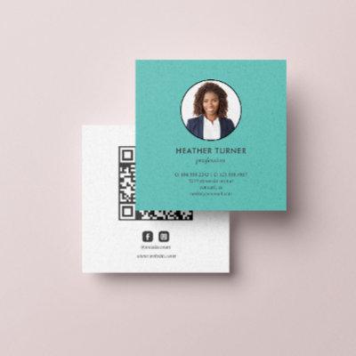 Headshot Photo QR CODE or Logo Professional  TEAL Square