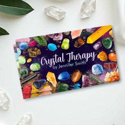 Healing Crystals and Gemstones and color splash