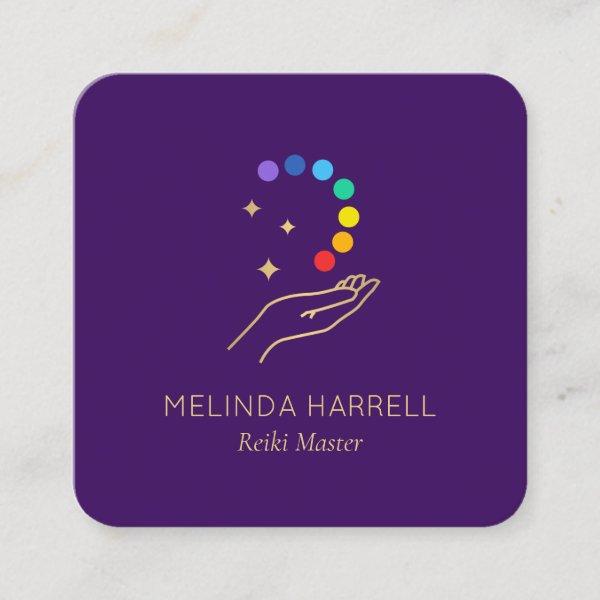Healing Hand Logo Reiki, Massage Bright Purple Square