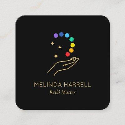 Healing Hand Logo Reiki, Massage, Wellness Black Square