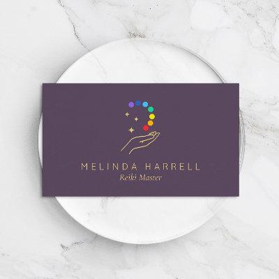 Healing Hand Logo Reiki, Massage, Wellness Purple