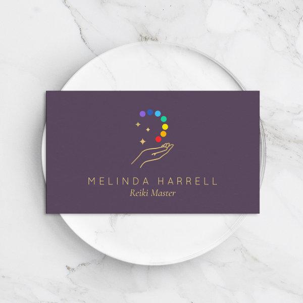 Healing Hand Logo Reiki, Massage, Wellness Purple