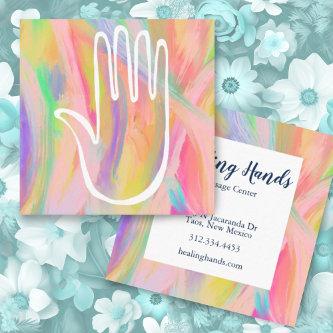 Healing Hand Rainbow Colorful Oil Paint Square