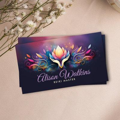 Healing Hands and Lotus Colorful Energy Flow