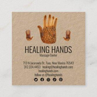 Healing Hands Watercolor Boho Social Media Icons Square