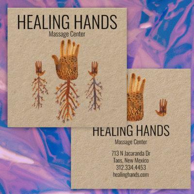 Healing Hands Watercolor Boho Square