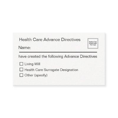 Health Care Advance Directives Card