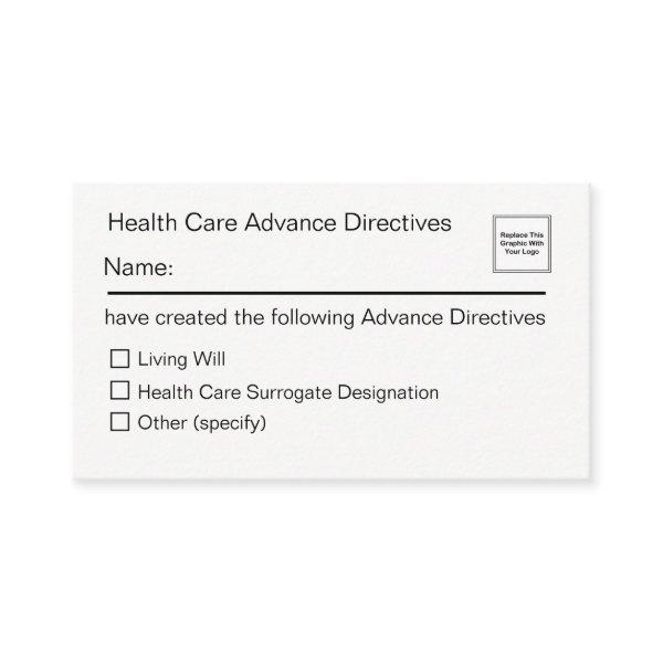 Health Care Advance Directives Card