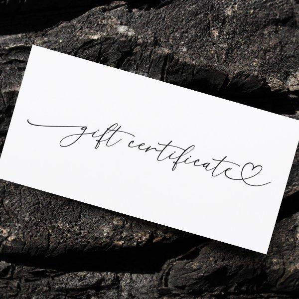 Heart Script Plain Business Logo Gift Certificate