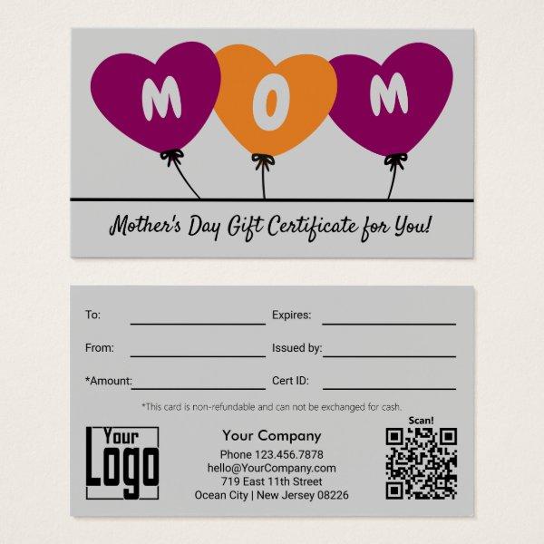 Heart-shaped Balloon Mother's Day Gift Certificate