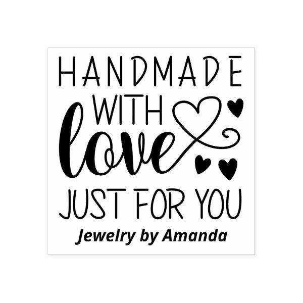 Hearts Handmade With Love Just For You Rubber Stamp