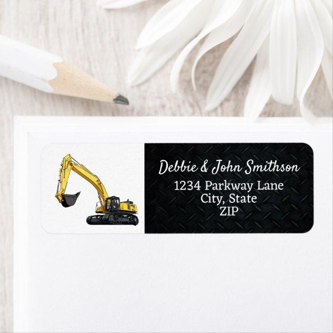 Heavy Equipment Business Excavator Return Address Label