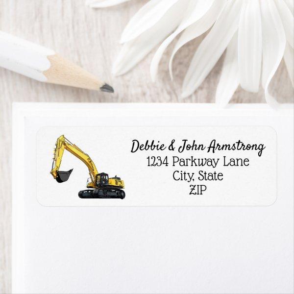 Heavy Equipment Business Excavator Return Address Label