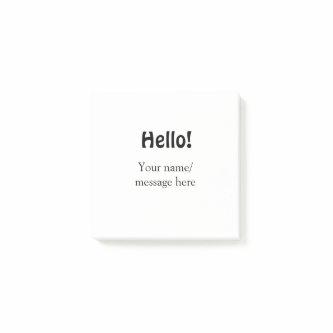 Hello add name message simple minimal business tem post-it notes