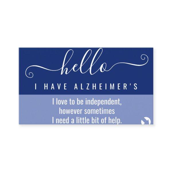 hello alzheimers awareness and emergency contact