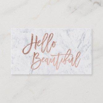 Hello beautiful faux rose gold chic script marble