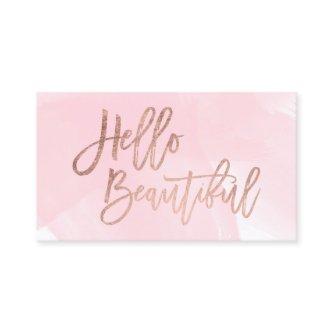 Hello beautiful faux rose gold chic script pink