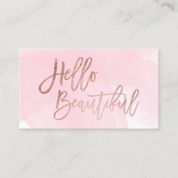 Hello beautiful faux rose gold chic script pink